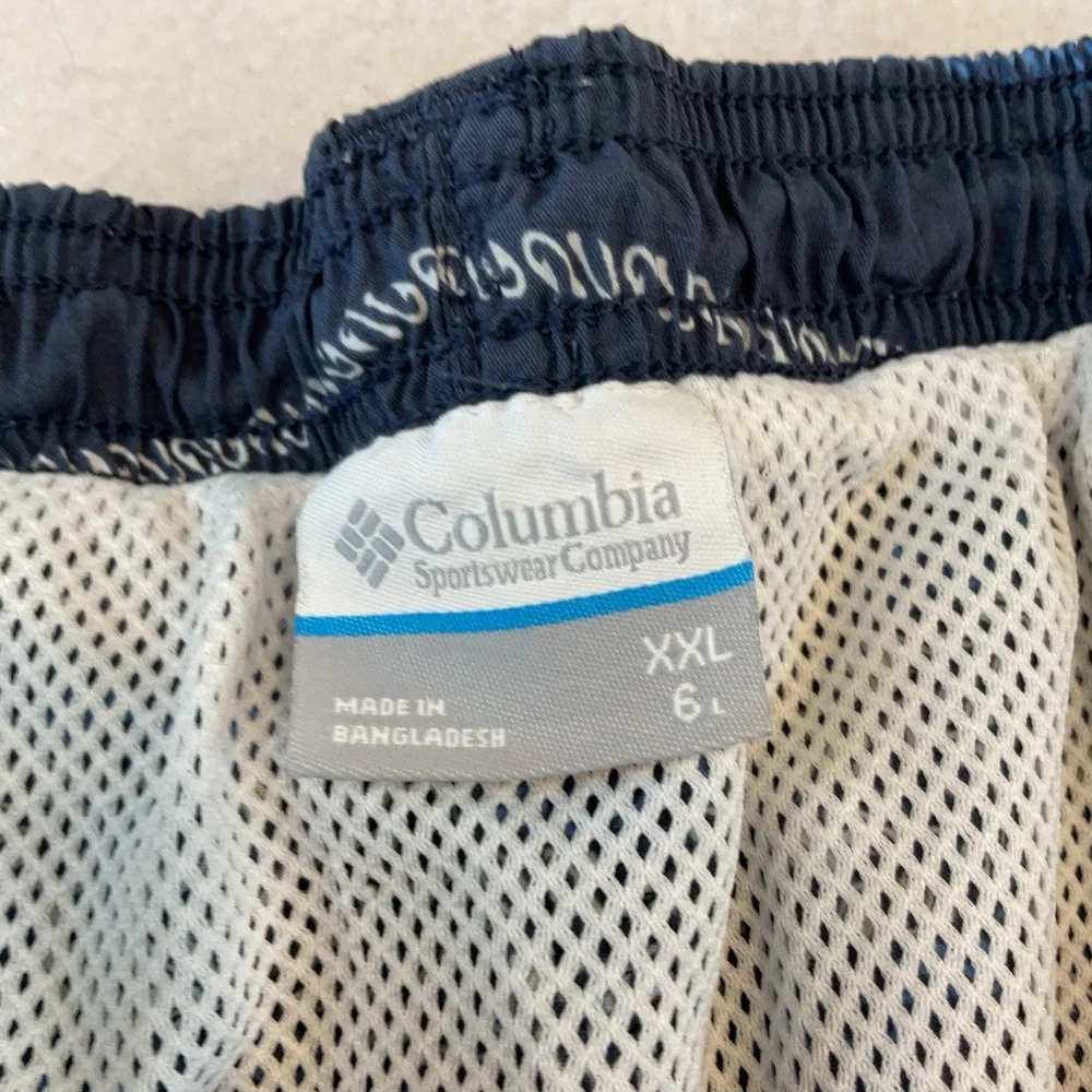Columbia PFG Swin Trunks‎ Mens XXL Blue Striped Mesh Lining Pockets Drawstring